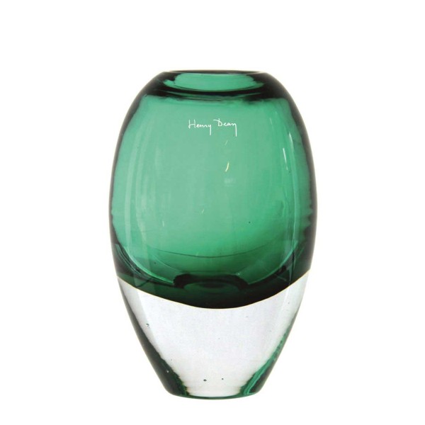 Mundgeblasene Überfang-Glasvase, Green Jerzy 20 cm von Henry Dean