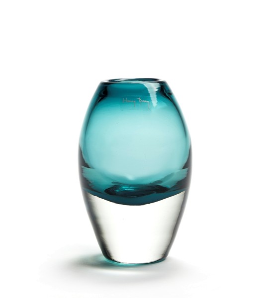 Mundgeblasene Überfang-Glasvase, Jasper Jerzy S, 17 cm von Henry Dean