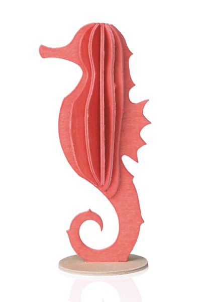 Lovi 3D Seepferd als Aufsteller 8 cm Birkenholz coralle