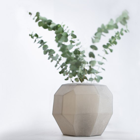 Guaxs Glas Vase Cubistic round-smokegrey