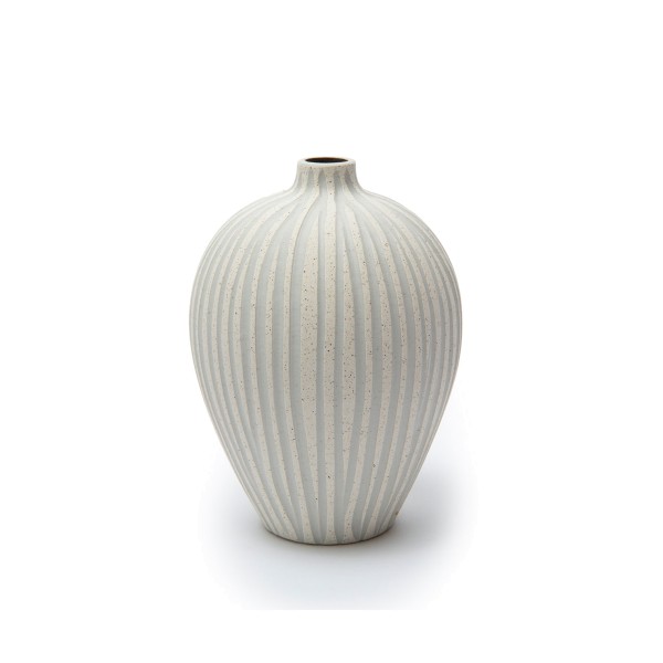 Keramikvase sandweiss mit grauen Streifen