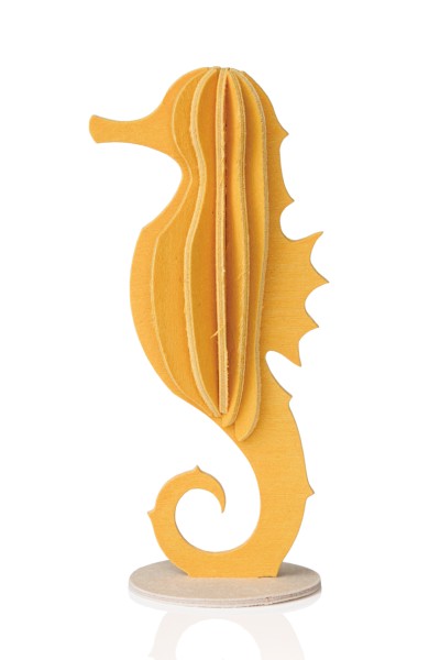Lovi 3D Seepferd als Aufsteller 8 cm Birkenholz sonnengelb