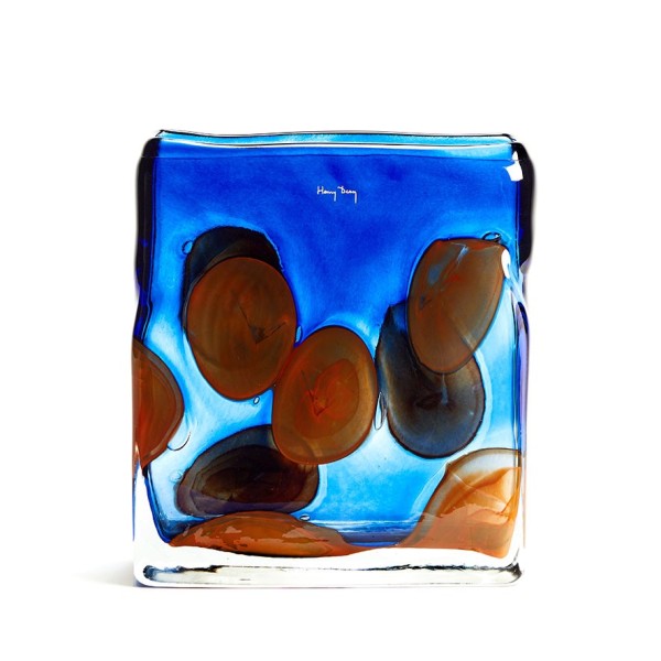 Vase Meduse, Blue/orange Square 22 cm von Henry Dean