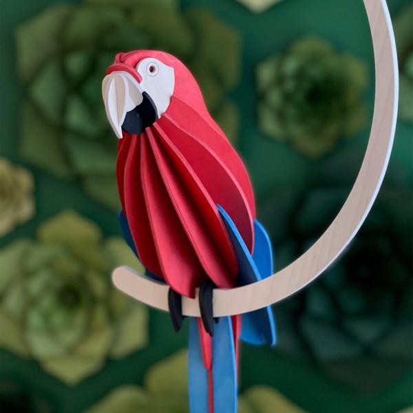 Lovi Papagei rot aus Birkenholz 3D zum selbst basteln