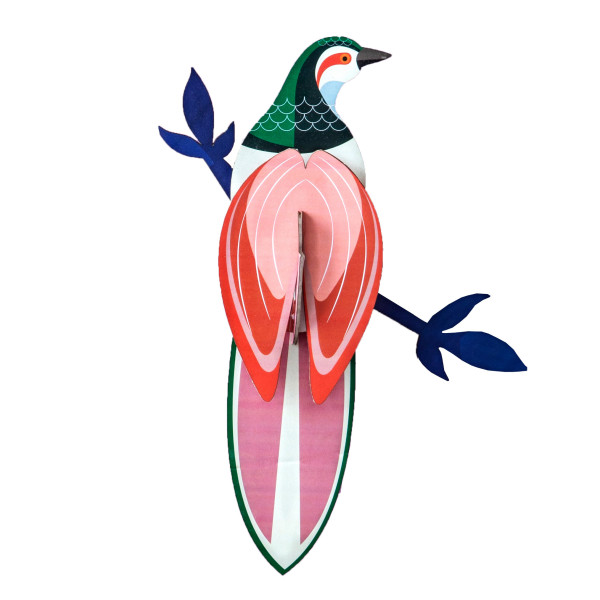Wanddeko-Paradiesvogel-Rani-guen-rosa-rot