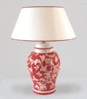 Tischlampe Deruta Rosso Potpourri mit Strichlackschirm verschiedene Größen