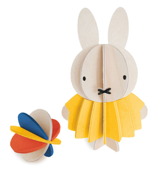 Miffy Hasenmädchen mit ball, 3D-Figur Birkenholz von Lovi, DIY