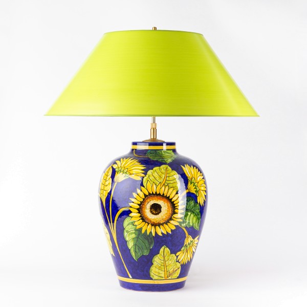 Keramik Tischlampe Sonnenblumen handgemalt