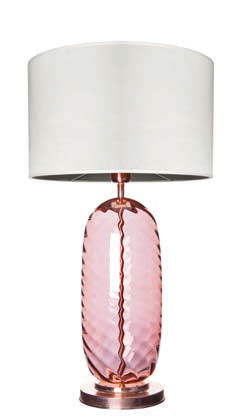 Mundgeblasene Tischlampe Boho 73 cm Fuss Dusty Pink-Kupfer - Schirm aquaweiß Innen weiß