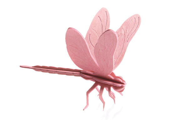 Lovi 3D Libelle 10 cm rosa Postkarte Birkenholz 