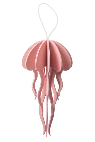 Lovi  3D Jellyfish Meduse Qualle als Aufhänger 8 cm Birkenholz zartrosa