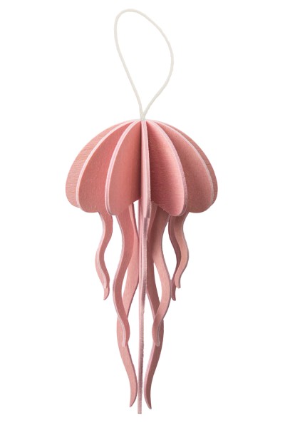 Lovi 3D Jellyfish Meduse Qualle als Aufhänger 8 cm Birkenholz zartrosa