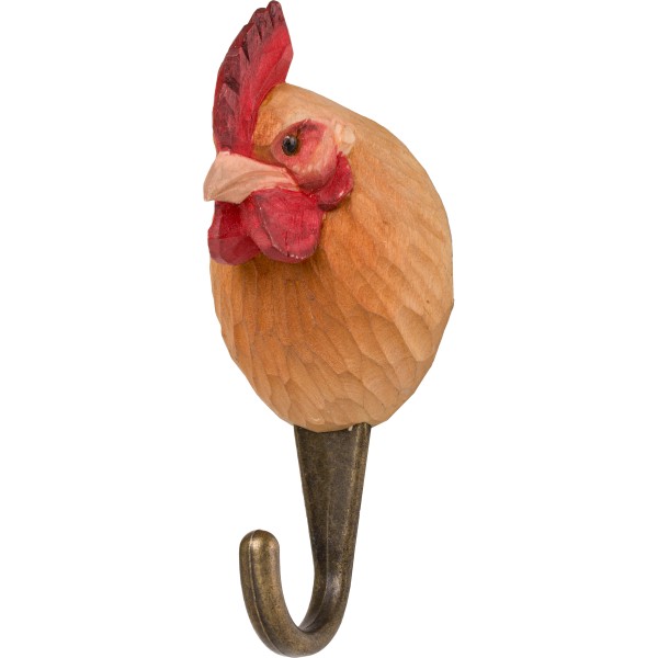 Wandhaken Henne Huhn aus Holz geschnitzt