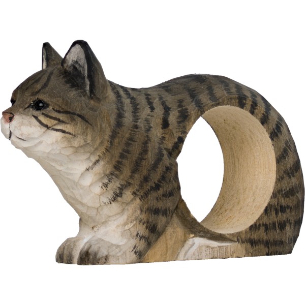 Handgeschnitzter Serviettenring katze