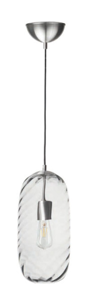 Glasleuchten-Serie Boho mundgeblasene Einzel-Pendelleuchte, Glas Transparent Metallelemente Edelstahl 