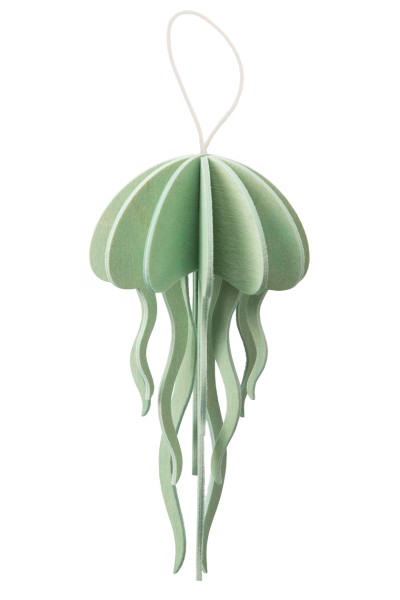 Lovi 3D Jellyfish Meduse Qualle als Aufhänger 8 cm Birkenholz mint
