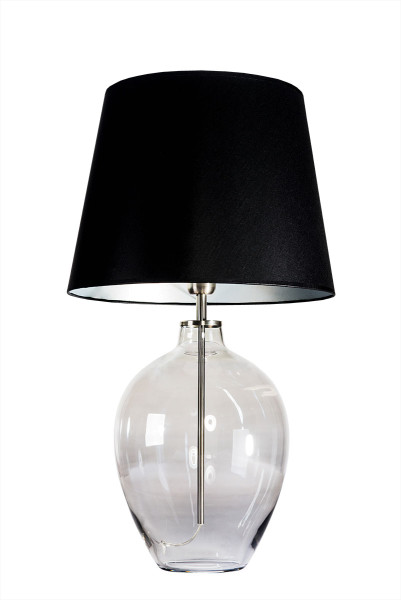 Mundgeblasene Glas-Tischlampe Cocoon 65 / 71 cm , grau mit schwarzsilbernem Schirm