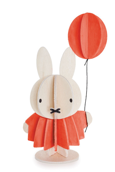 Miffy Hasenmädchen mit Luftballon, 3D-Figur Birkenholz von Lovi, DIY