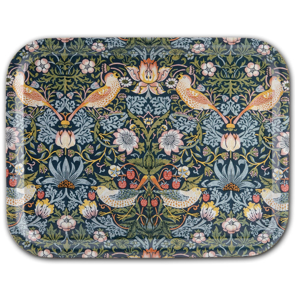 Åry Trays Tablett Strawberry Theif von William Morris 36 x 28 cm, Birkenholz