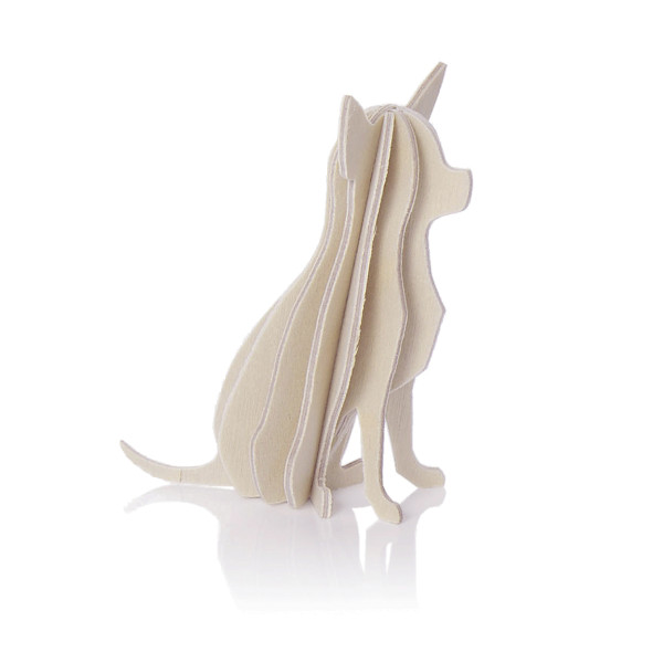 Lovi 3D Hund als Aufsteller 6 cm Birkenholz natur