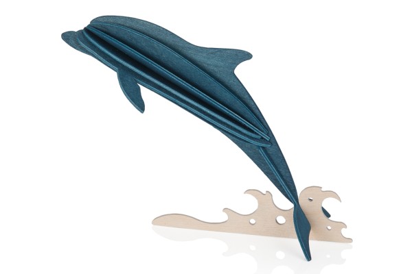 Lovi Figur Delfin dunkelblau 3D Figur Holz, Postkarte
