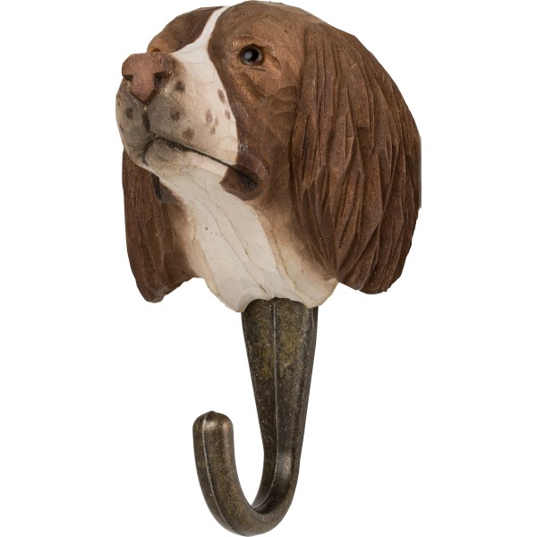 Wandhaken Spaniel, Holz geschnitzt und bemalt