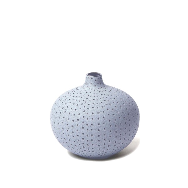 Kleine Kugelvase, zartblau mit Punkten
