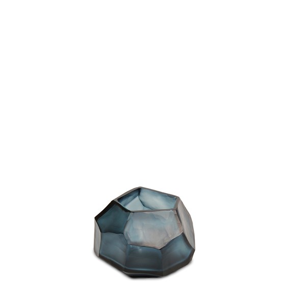 Guaxs Glas Vase Cubistic Round oceanblue-indigo tealight
