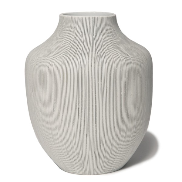 Vase Kyoto Large grey, mit feinen grauen Streifen